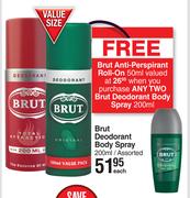 Brut Deodorant Body Spray Assorted-200ml Each