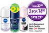 Nivea Anti-Perspirant Roll-On For Men Or Women Assorted-For 1 x 50ml