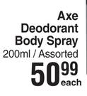 Axe Deodorant Body Spray Assorted-200ml Each