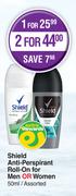 Shield Anti-Perspirant Roll-On For Men Or Women Assorted-For 2x 50ml