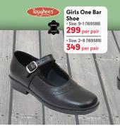 Toughees Girls One Bar Shoe Size 2-8-Per Pair