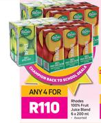 Rhodes 100% Fruit Juice Blend Assorted-For Any 4 x 6 x 200ml