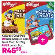 Kelloggs Coco Pops Or Rice Krispies Bars Treat Multi 6 x 22g Plus Lunch Box-Each