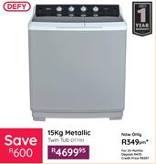 Defy 15Kg Metallic Twin Tub Washing Machine  DTT151