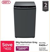 Defy 8Kg Manhattan Grey Top Loader ashing Machine DTL165