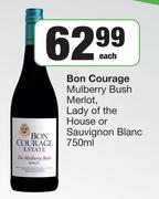Bon Courage Mulberry Bush Merlot, Lady Of The House Or Sauvignon Blanc-750ml Each