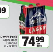 Devil's Peak Lager Beer Handies-6 x 330ml Per Pack