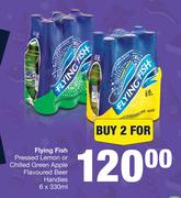 Flying Fish Pressed Lemon Or Chilled Green Apple Flavoured Beer Handies-For 2 x 6 x 330ml