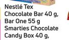 Nestle Tex Chocolate Bar 40g, Bar One 55g, Smarties Chocolate Candy Box 40g-For Any 3