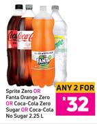 Sprite Zero, Fanta orange Zero, Coca-Cola Zero Sugar Or Coca-Cola No Sugar-For Any 2 x 2.25Ltr