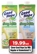 Clover Good Hope Soy Milk (Regular Or Unsweetened)-1Ltr Each