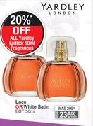 Yardley Lace Or White Satin EDT-50ml Each