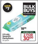 Lil-Lets Smartfit Pantyliners 25 Pack-For 2