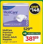 Moli Care Premium 8 Drops Elastic Adult Nappies Large/24 Pack