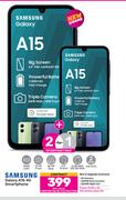 2 x Samsung Galaxy A15 4G Smartphone-On 1.2GB Red Top Up Core More Data + On Promo 75