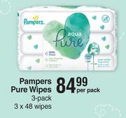 Pampers Pure Wipes-3 x 48  Per Pack