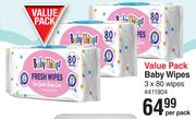 Baby Things Baby Wipes Value Pack-3 x 80 Per Pack