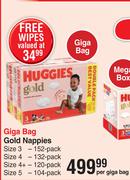 Huggies Giga Bag Gold Nappies-Per Giga Bag