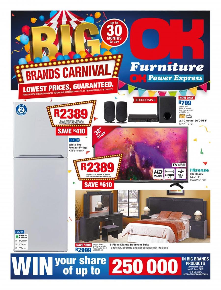 ok furniture specials fridges