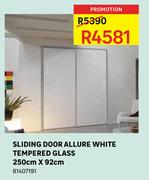Sliding Door Allure White Tempered Glass 250cmX92cm
