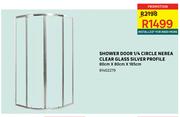 Shower Door 1/4 Circle Nerea Clear Glass Silver Profile 80cmX80cmX185cm