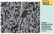 Mosaic Reconstituted Glass Black And Grey Mix 32.7cmX32.7cm-Per Sheet