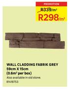 Wall Cladding Fabrik Grey 59cmX15cm(0.6Sqm Per Box)-Per Sqm