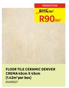 Floor Tile Ceramic Denver Crema 45cmX45cm(1.42Sqm Per Box)-Per Sqm