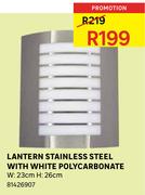 Lantern Stainless Steel With White Polycarbonate