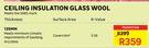 Ceiling Insulation Glass Wool 135mm, Covers 6 Sqm, 3.38