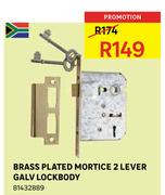 Brass Plated Mortice 2 Lever Galv Lockbody
