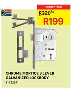 Chrome Mortice 3 Lever Galvanised Lockbody