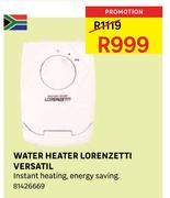Water Heater Lorenzetti Versatil