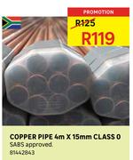 Copper Pipe 4m x 15mm Class 0