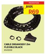 Cable Organiser 1.5m Flexible Black