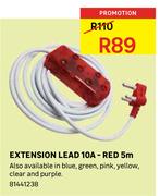 Extension Lead 10A-Red 5m