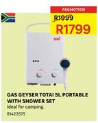 Gas Geyser Total 5Ltr Portable With Shower Set
