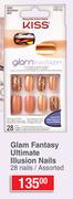 Kiss Acrylic Glam Fantasy Ultimate Illusion Nails Assorted-28 Nails