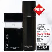 Jacques Bogart Silver Scent EDT 100ml + Free Deodorant Spray 200ml