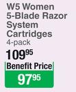 Max Shave W5 Woman 5 Blade Razor System Cartridges-4 Pack