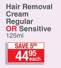 Hair Go Hair Removal Cream Regular Or Sensitive-125ml Each