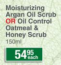 Himalaya Moisturizing Argan Oil Scrub Or Oil Control Oatmeal & Honey Scrub-150ml Each