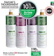 Nature's Nourishment Body Lotion Or Shower Gel-1 Ltr Each