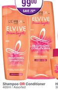 L'Oreal Shampoo Or Conditioner-2x400ml 