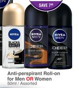 Nivea Anti Perspirant Roll On For Men Or Women-50ml Each