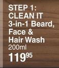 L'Oreal 3 In 1 Beard, Face & Hair Wash-200ml