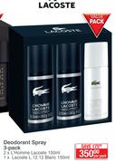 Lacoste Deodorant Spray 3 Pack-Per Pack