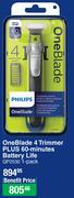 Philips Oneblade 4 Trimmer Plus 60-Minutes Battery Life QP2530-1'S Per Pack