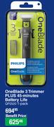 Philips Oneblade 3 Trimmer Plus 45-Minutes Battery Life QP2520-1'S Per Pack
