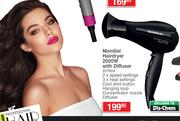 Mondial Hairdyer 2000W With Diffuser
